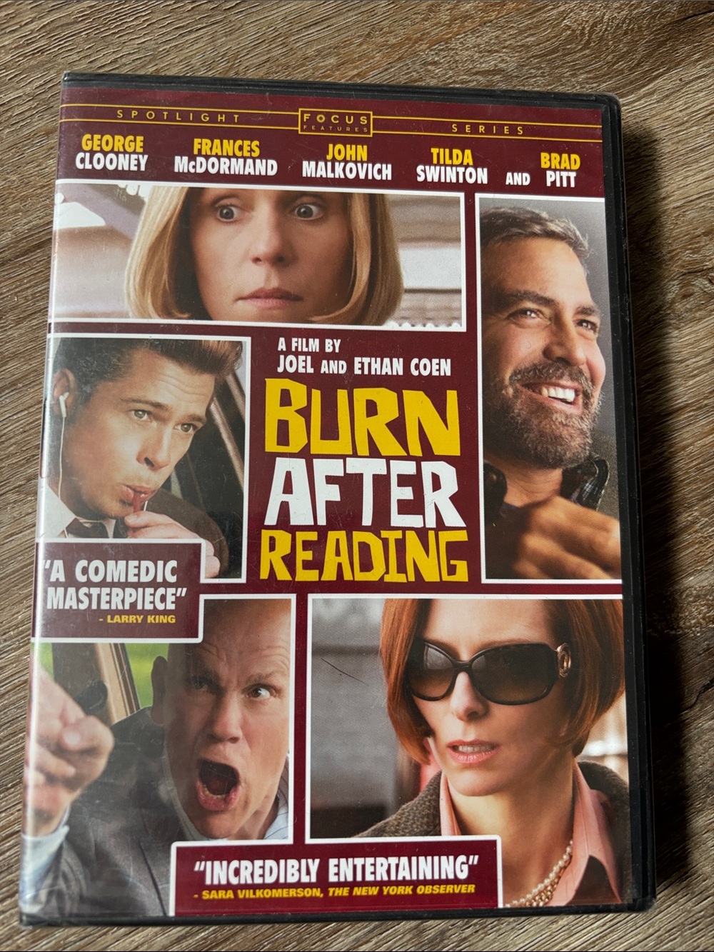Burn After Reading Movie Poster DVD Cover - Brown and Red
